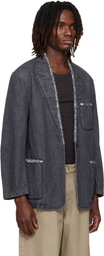 YOKE Gray Denim Cut-Off Blazer