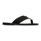 Versace Black Greek Key Thong Sandals