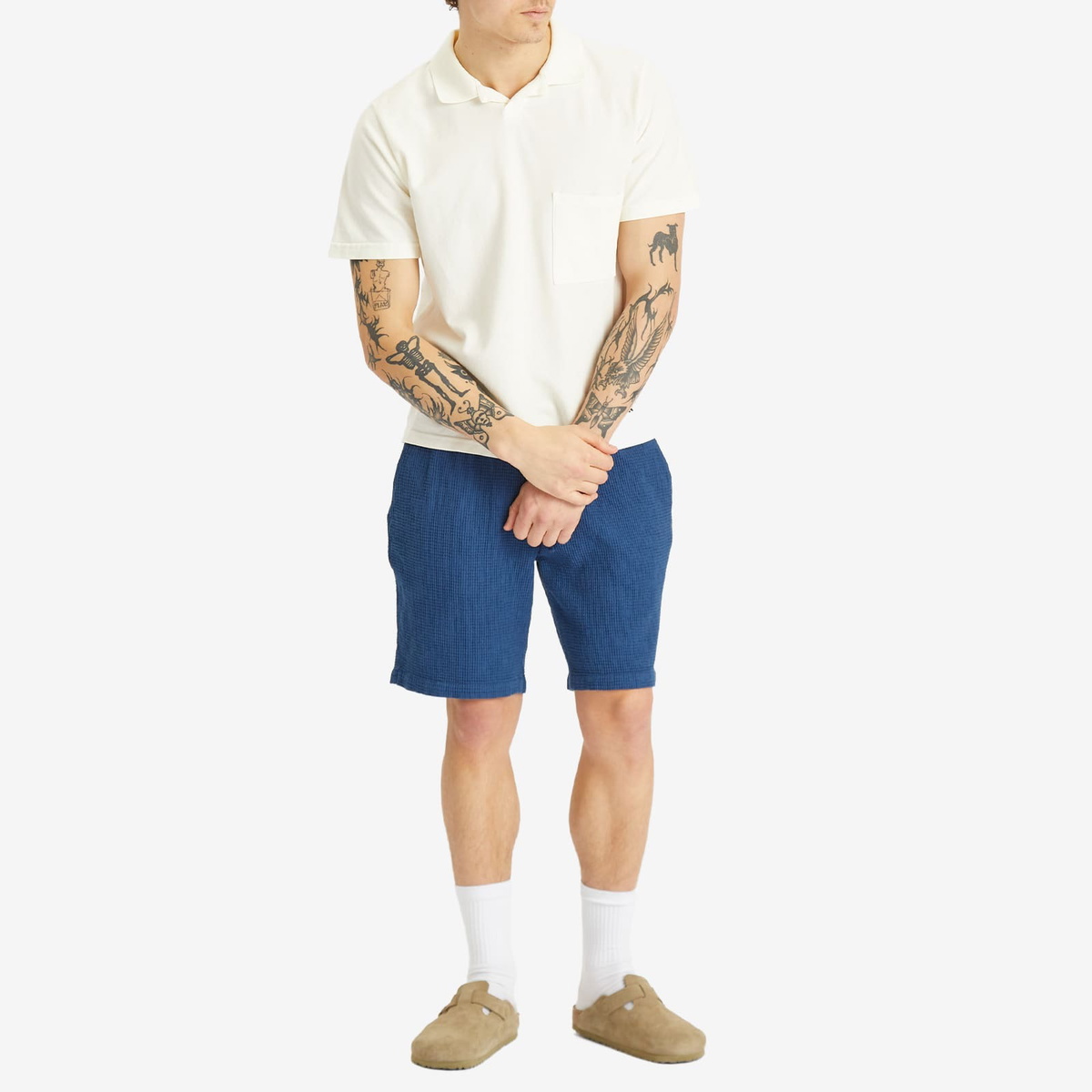 Universal Works Men's Pique Vacation Polo in Ecru