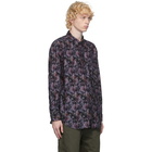 Engineered Garments Black and Purple Flannel Floral Shirt