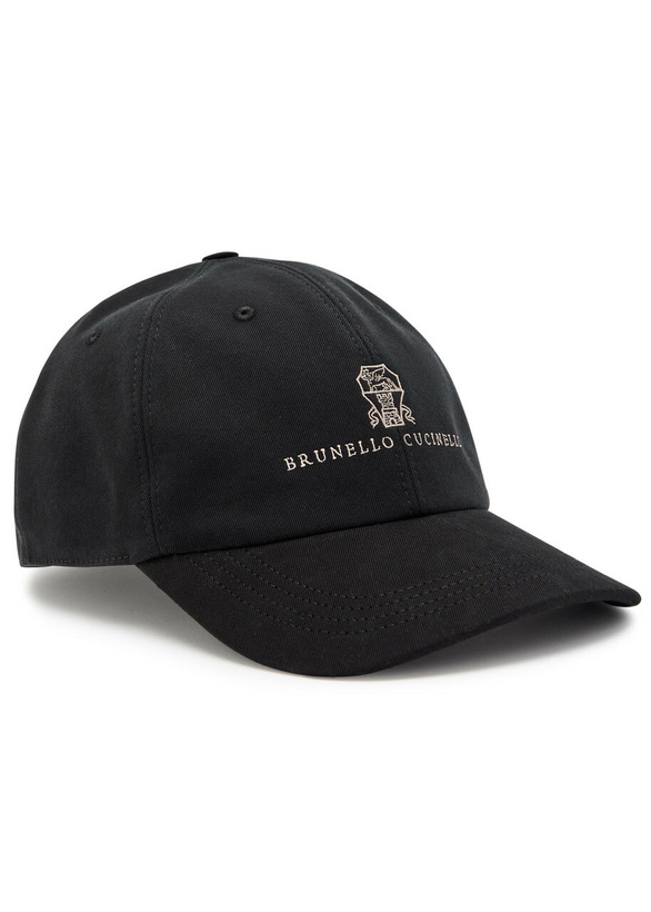 Photo: Brunello Cucinelli Logo-embroidered Cotton cap Black