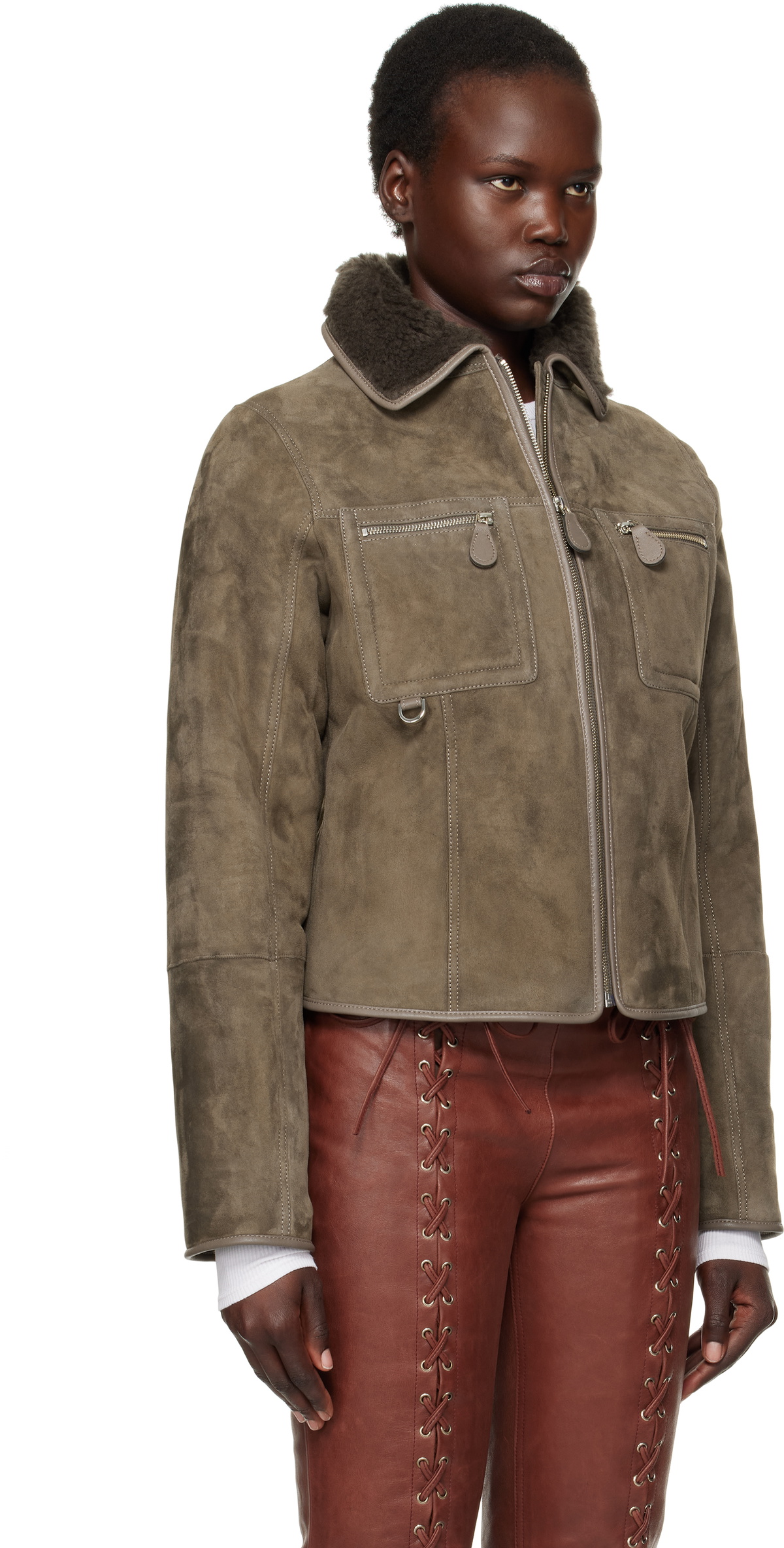 Saks Potts Taupe Felix Shearling Jacket