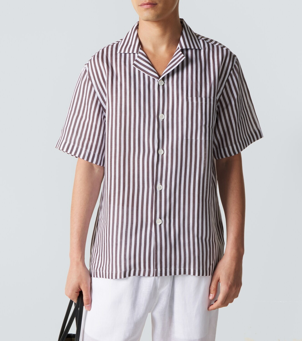 Fedeli Striped linen bowling shirt