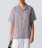 Fedeli Striped linen bowling shirt