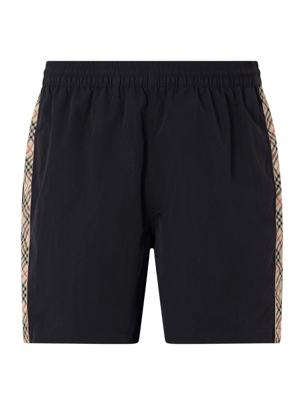 Photo: Burberry - Straight-Leg Striped Jacquard-Trimmed Shell Shorts - Black