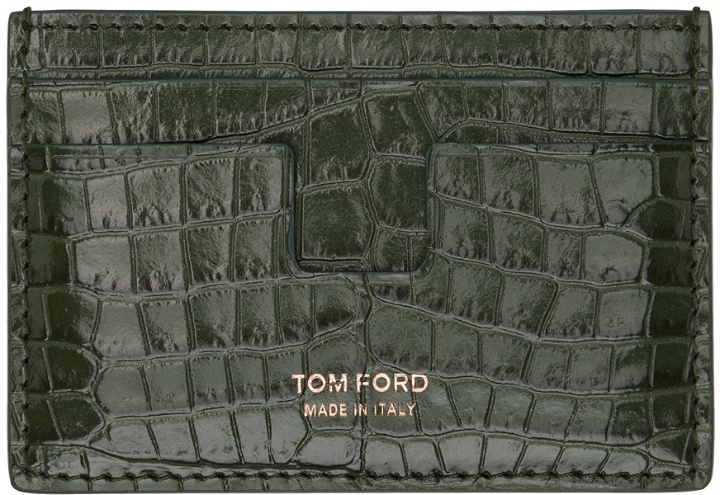 Photo: TOM FORD Green Printed Croc Card Holder