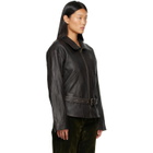 OPEN YY Brown Belted Leather Jacket