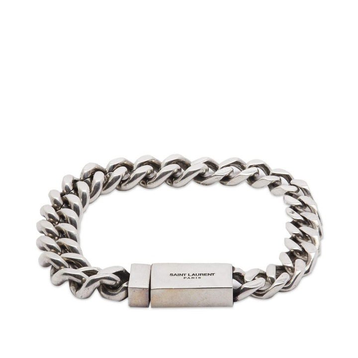 Photo: Saint Laurent Men's Gradient Curb Chain Bracelet in Silver