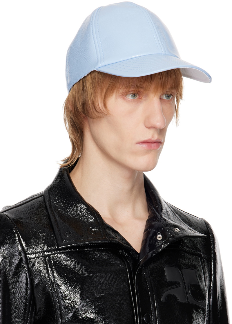 Courrèges Blue Faux-Leather Logo Cap Courreges