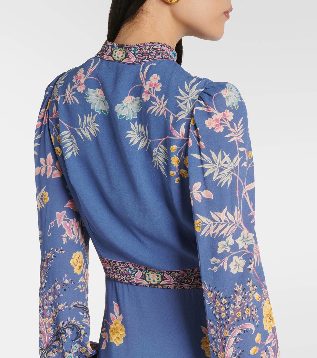 関税込【ETRO】Floral satin midi dress Blue Printed satin midi dress | ETRO | NET-A-PORTER