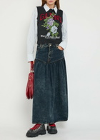 Ganni Floral-intarsia Wool-blend Vest Black