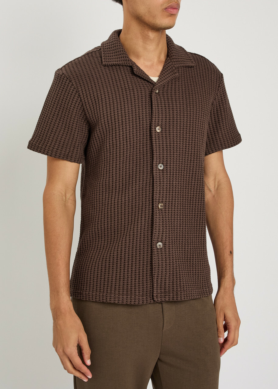 Raith Marcos Waffle-knit Cotton-blend Shirt Brown