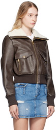 Dolce & Gabbana Brown Faded Faux-Leather Jacket