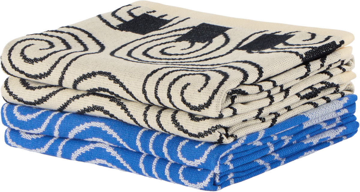 Dusen Dusen Blue & White Terry Dish Towels, 4 pcs