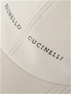 Brunello Cucinelli - Logo-Embroidered Leather-Trimmed Cotton-Gabardine Baseball Cap - Neutrals