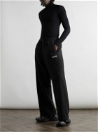 Balenciaga - Straight-Leg Logo-Embroidered Cotton-Jersey Sweatpants - Black