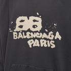 Balenciaga Men's Oversized Dirty Paris Logo Hoody in Black/Ecru