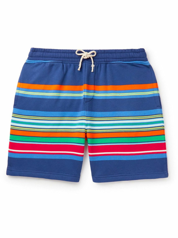 Photo: Polo Ralph Lauren - Straight-Leg Striped Cotton-Blend Jersey Drawstring Shorts - Blue