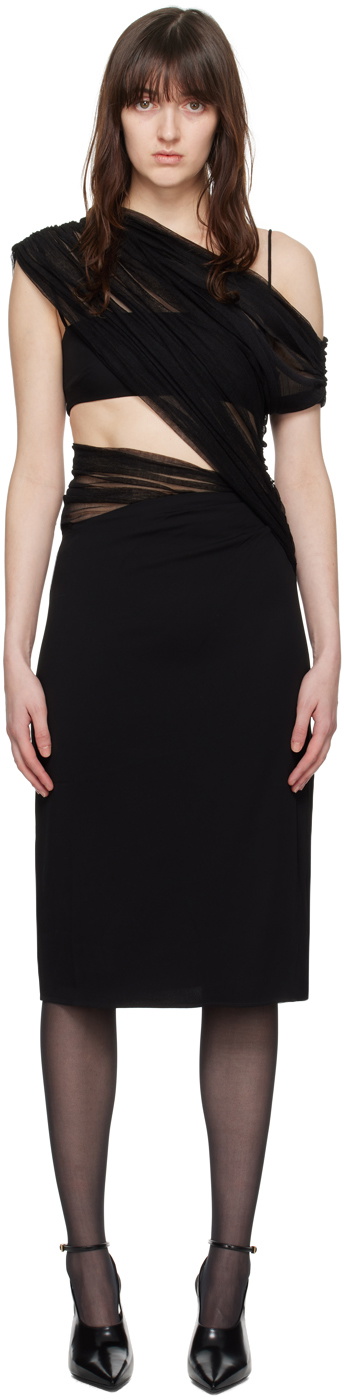 christopher esber magnetica asymmetric dress Christopher Esber Black Magnetica Asymmetric Midi Dress Christopher Esber