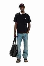 Diesel T-shirt with contrast trims and logo patch - T-Shirts Mens in Black