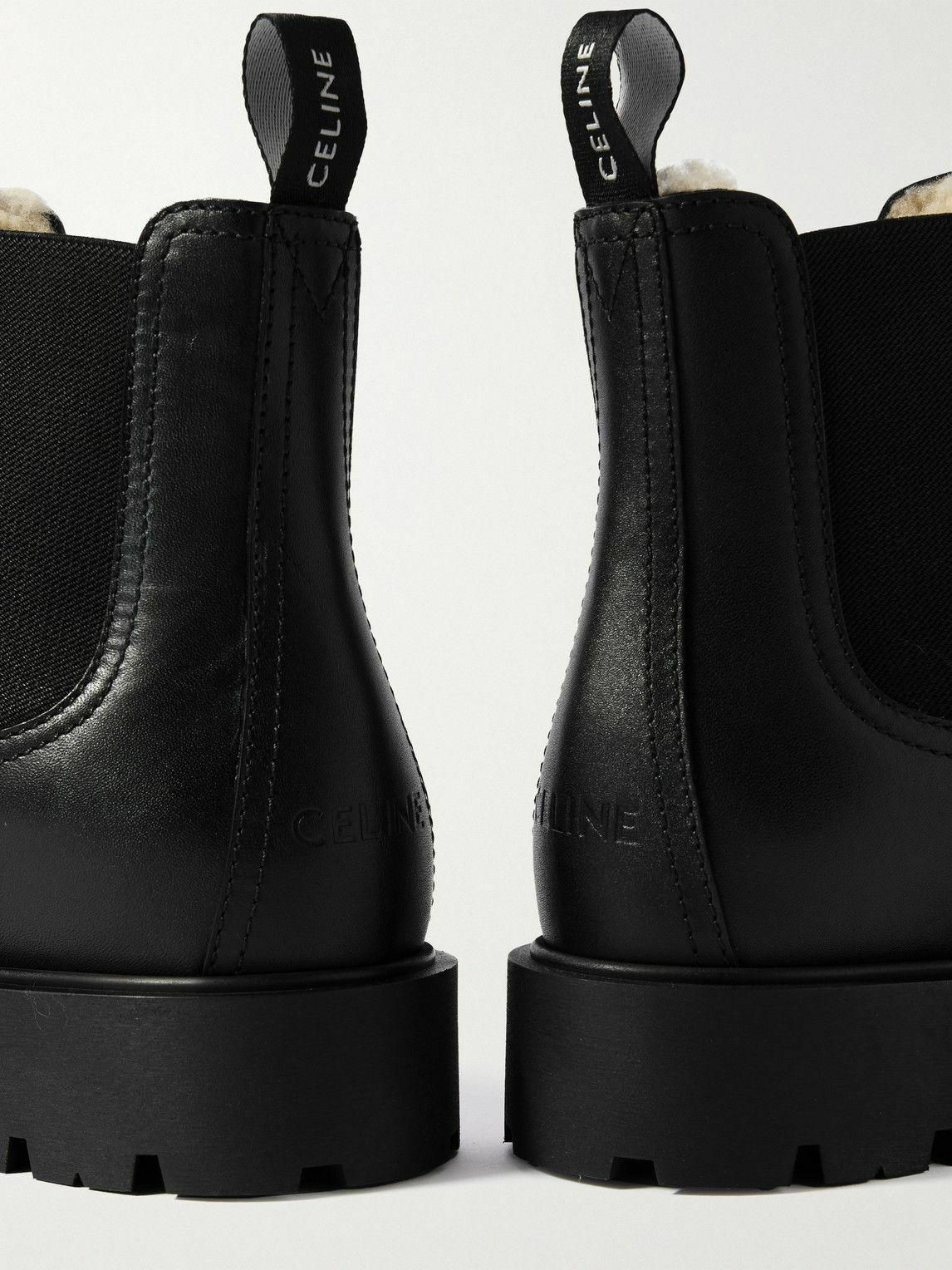 CELINE - Margaret Shearling-Lined Leather Chelsea Boots - Black