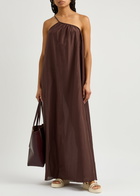 Matteau One-shoulder Cotton-blend Maxi Dress Burgundy
