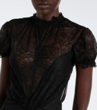The Attico Semi-sheer asymmetric lace midi dress