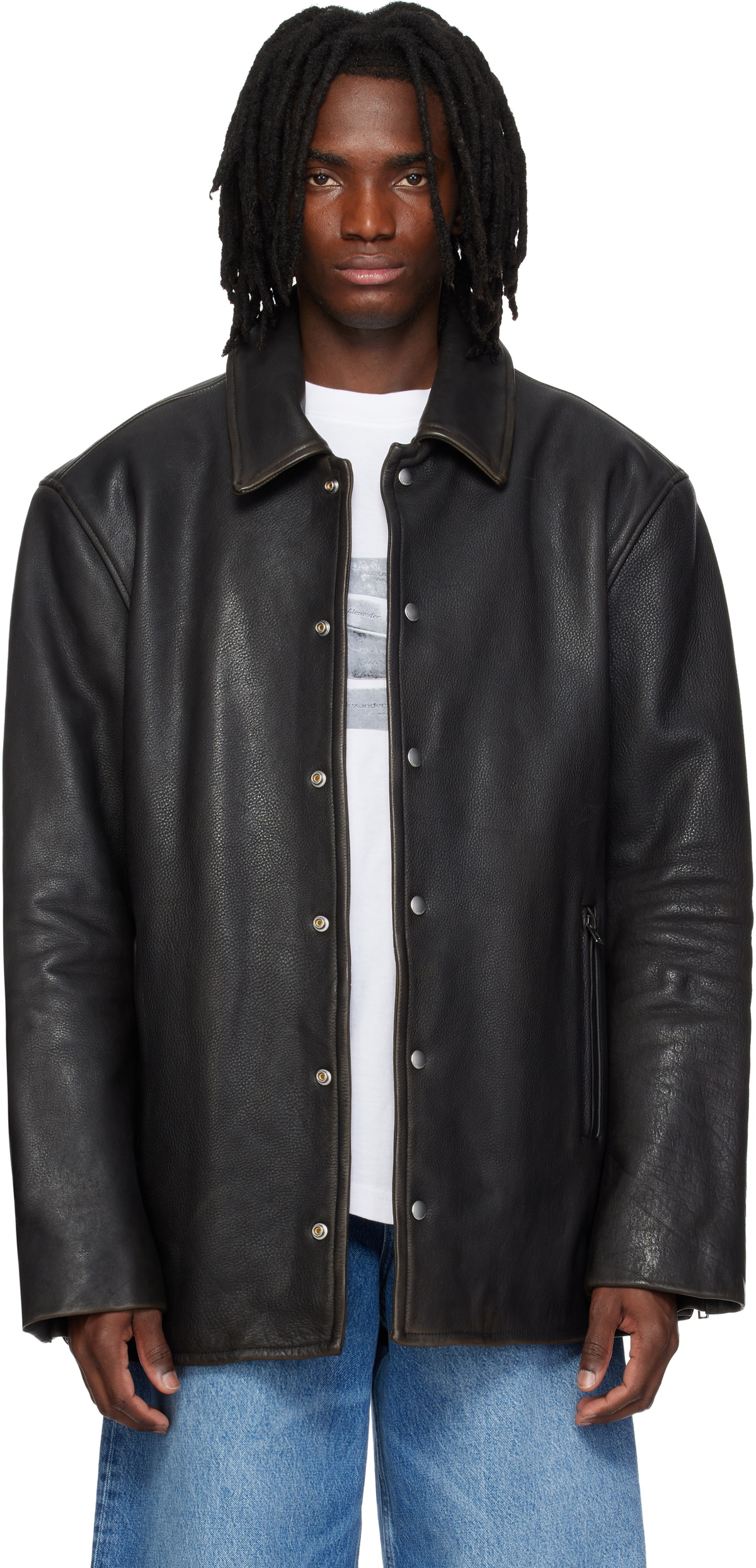 Alexander Wang Black Trucker Leather Jacket Alexander Wang