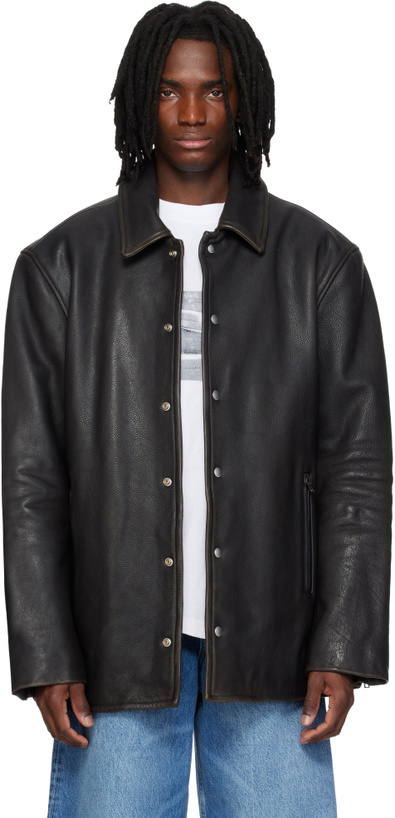 Photo: Alexander Wang Black Snap Front Leather Jacket