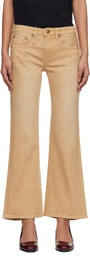 R13 Khaki Joan Cropped Flare Jeans