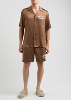 Nahmias Miracle Academy Stretch-silk Satin Shorts Brown