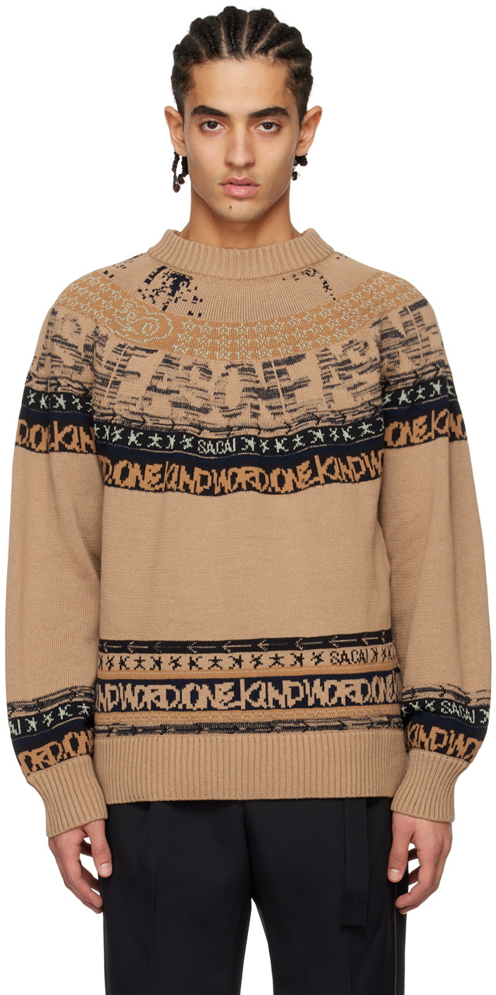 sacai Beige Jacquard Sweater Sacai