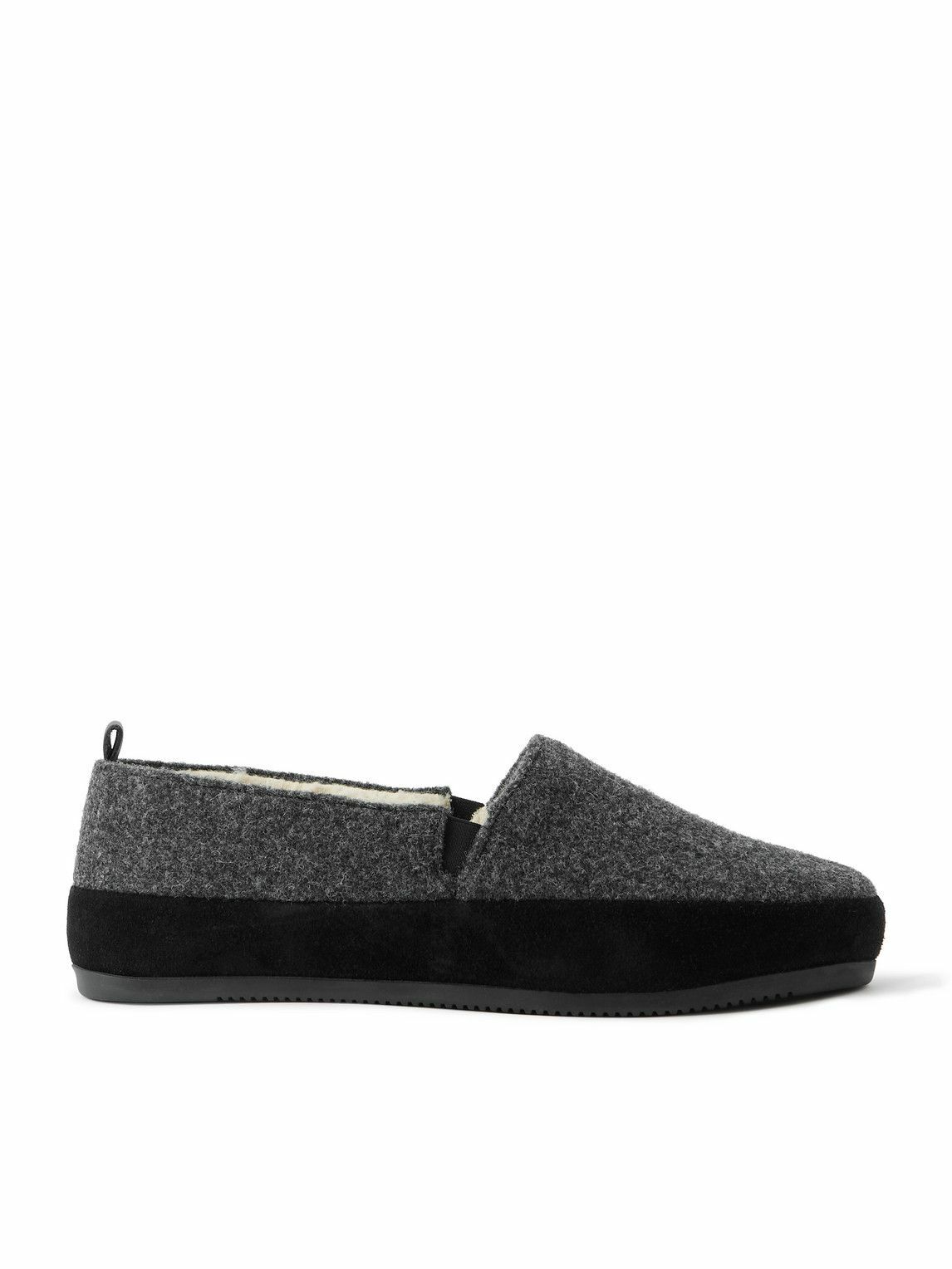 Mulo - Plush-Lined Suede-Trimmed Wool Loafers - Gray
