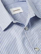 Nanushka - Jari Logo-Appliquéd Striped Modal-Blend Poplin Shirt - Blue