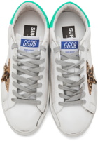 Golden Goose White & Green Super-Star Sneakers