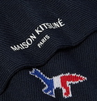 Maison Kitsuné - Logo-Jacquard Cotton-Blend Socks - Blue