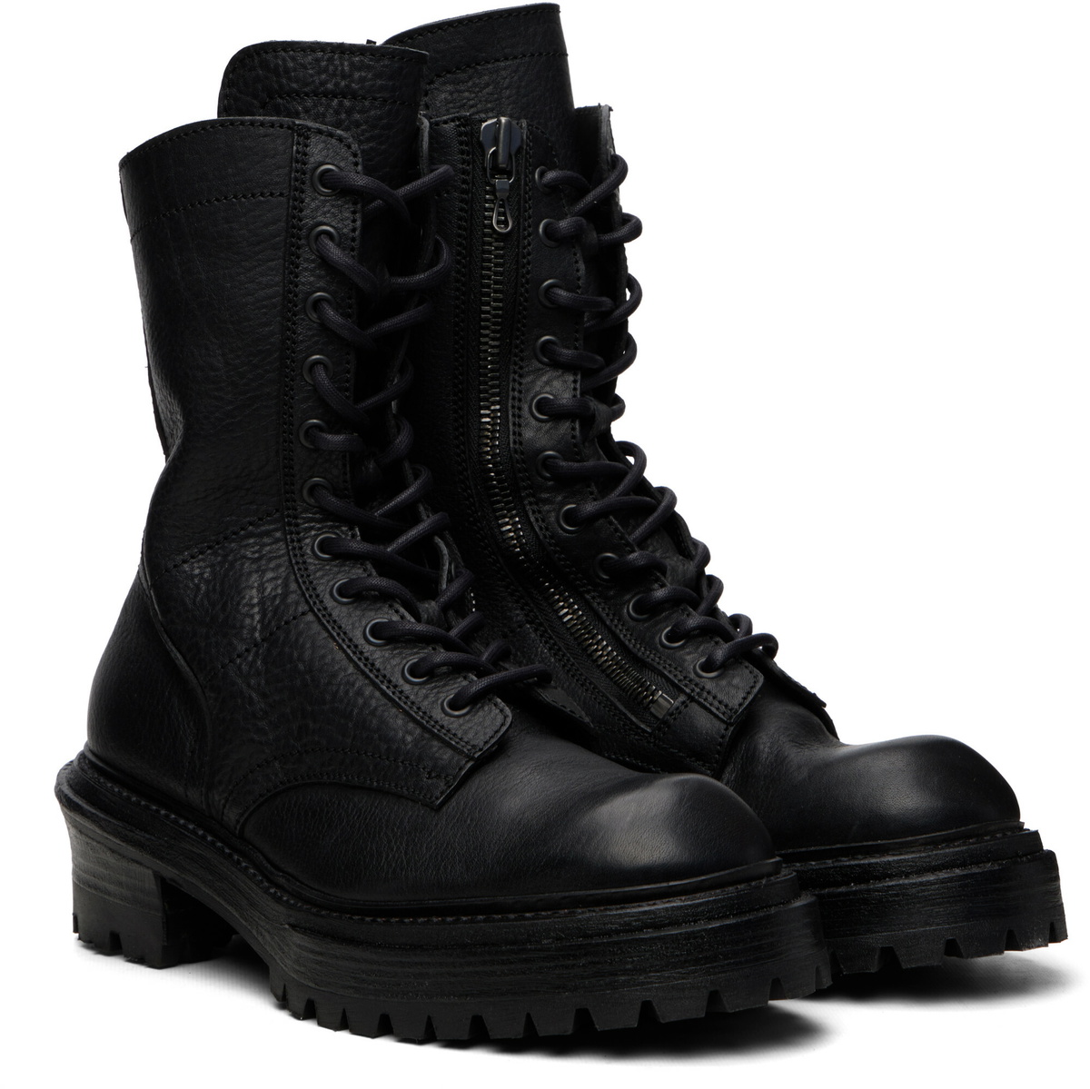 Julius Black Side Zip Lace Up Boots