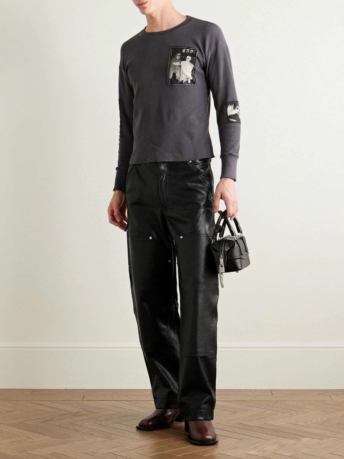 Enfants Riches Déprimés - Panelled Straight-Leg Leather Trousers - Black