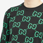 Gucci Men's Jumbo GG Jacquard Crew Neck Jumper in Black