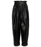 Balmain - High-rise leather paperbag pants