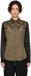 Dries Van Noten Khaki Embroidered Shirt