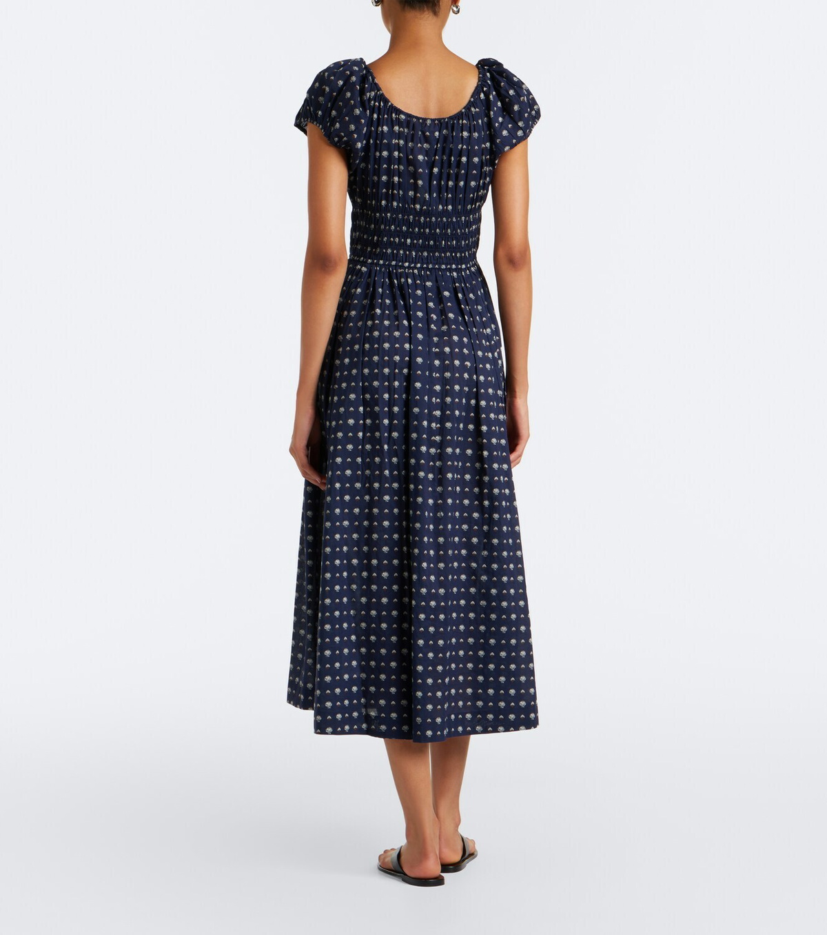 Dôen Quinn printed cotton poplin midi dress