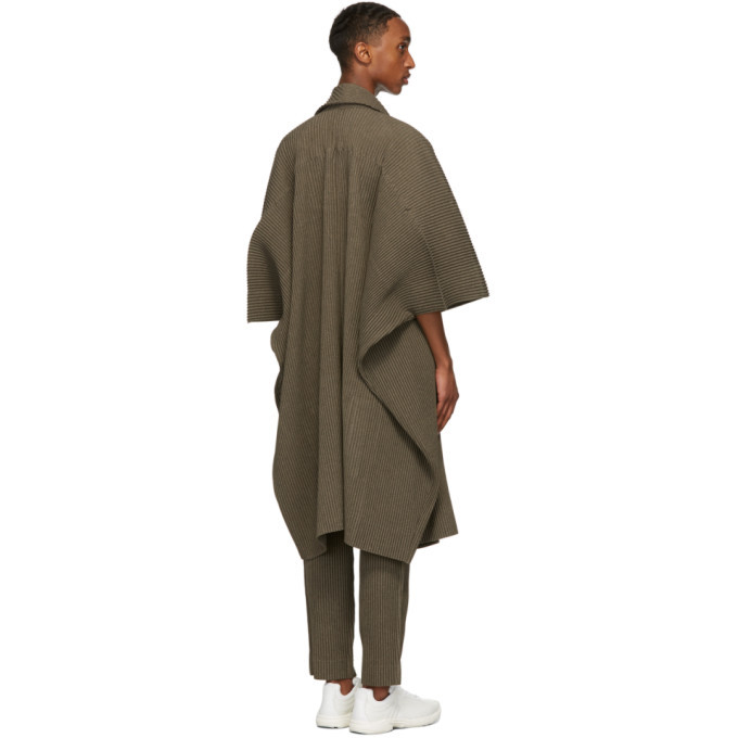 Homme Plisse Issey Miyake Brown Light Wool-Like Kimono Coat Homme