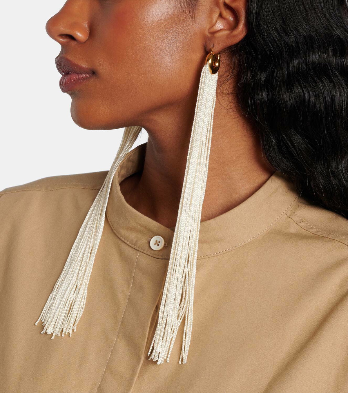Jil Sander Fringed hoop earrings
