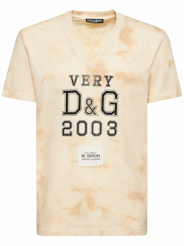 Photo: DOLCE & GABBANA - Destroyed Cotton V Neck T-shirt