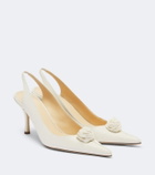 Magda Butrym Floral-appliqué satin slingback pumps