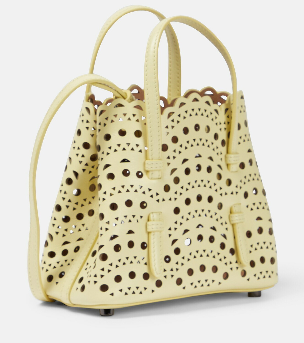 【ALAIA】mina 16 new vienne レザー トート Le Mina 16 Vienne Wave leather tote bag in pink - Alaia