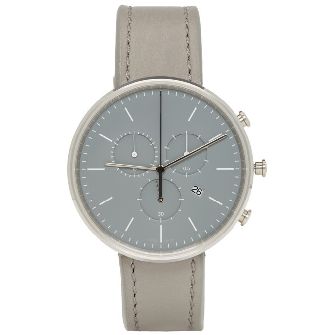 Photo: Uniform Wares SSENSE Exclusive Grey Leather M40 Chronograph Watch