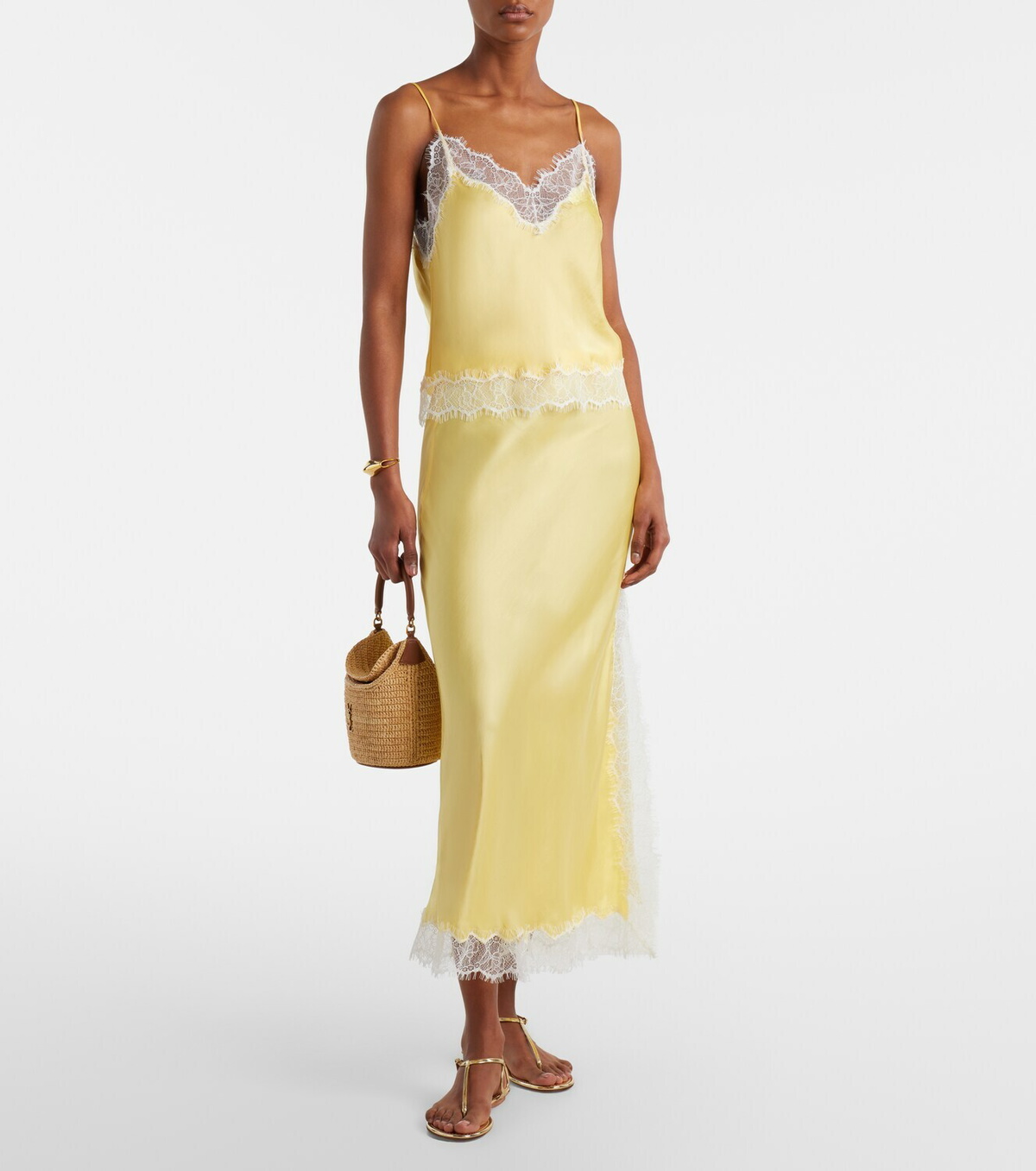 Poupette St Barth Zely lace-trimmed satin camisole