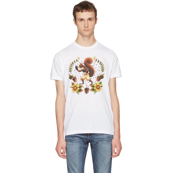 Photo: Dsquared2 White Boxing Squirrel T-Shirt 